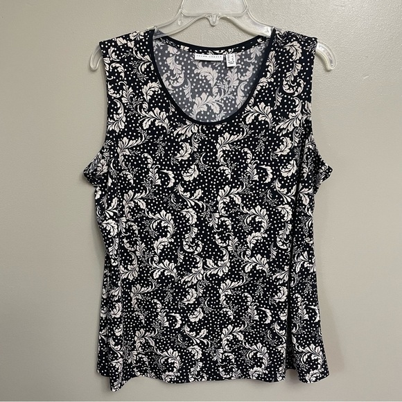 Susan Graver Tops - Susan Graver size Large Printed Liquid Knit Sleeveless Top black white dots